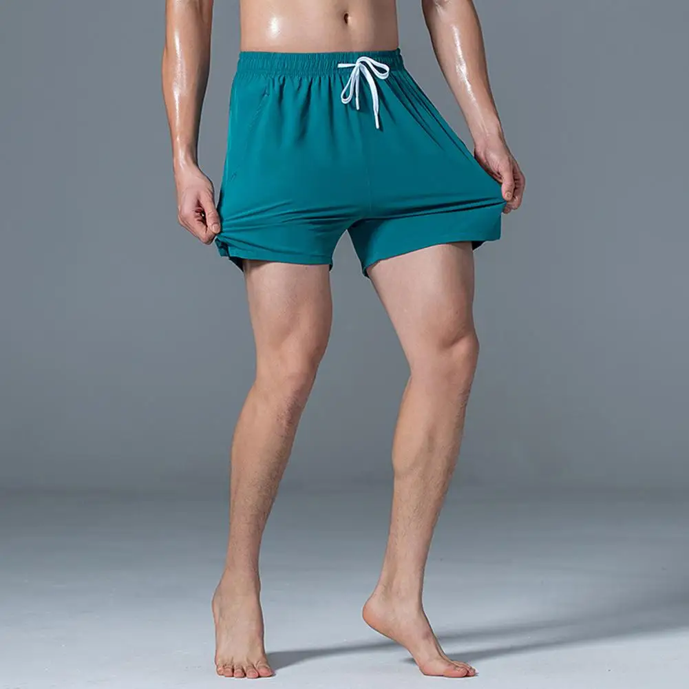 

Шорты мужские спортивные с эластичным шнурком на талии, повседневные однотонные Короткие штаны с карманами на молнии, с широкими штанинами, для активного отдыха, лето