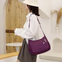 Multi-layer shoulder messenger bag, light cloth backpack, Oxford cloth women's bag, canvas, large capacity, mother bag, light wa - Image 3