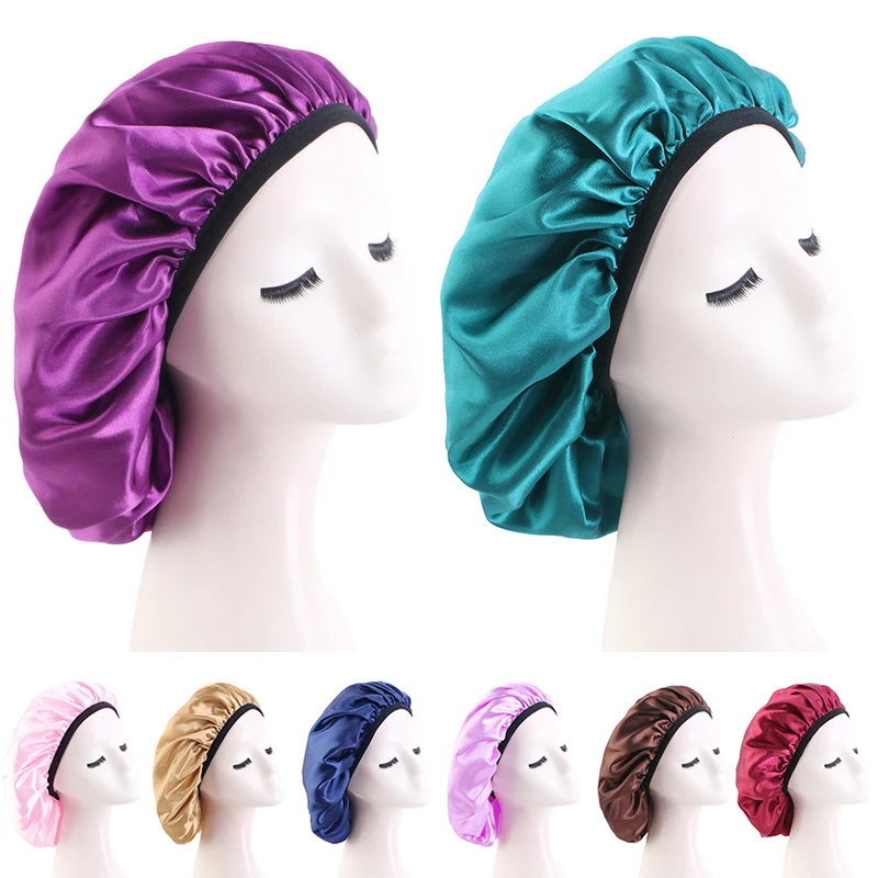 

Reversible Satin Bonnet Hair Caps Double Layer Adjust Sleep Night Cap Head Cover Hat For Curly Springy Hair Styling Accessories