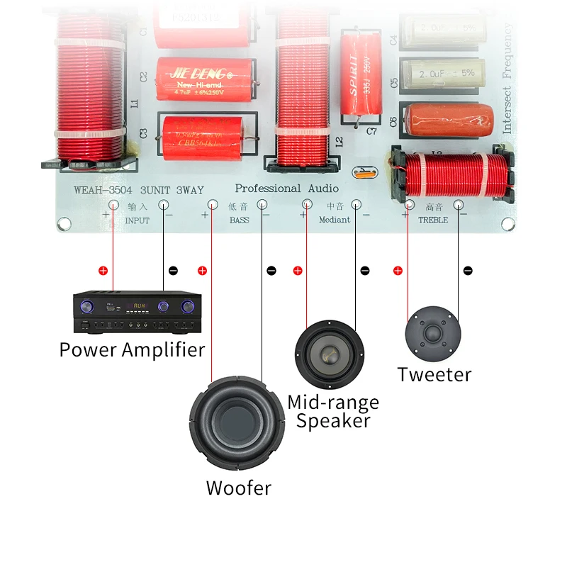 480W Treble Midrange Bass Speaker Frequency Divider High Mid Low