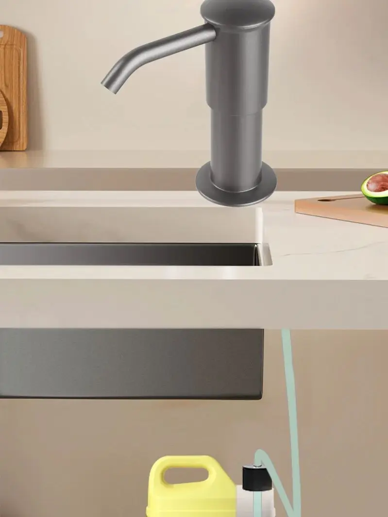 The Big Size Gray Kitchen Sink Soap Dispenser ABS Pump Built In Soap Dispenser for Kitchen