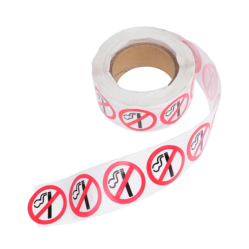 Coated Paper Sticker No Smoking Sticker Sign 1 Roll of 500 Packs 1 Inch/2.5cm