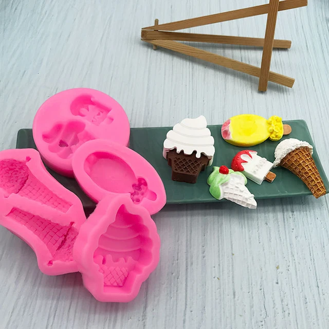 Puha Szilikon Fagylalt Kúp Csokoládé Penész Torta Fondant Díszítő Szerszám Süti Baba Születésnapi Plug-In Ajándék Díszek Gyanta Művészet - Image 3