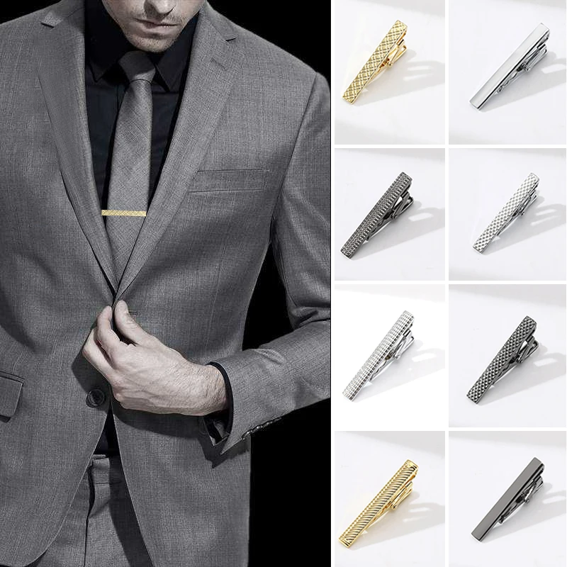 

New Metal Silver Color Tie Clip For Men Wedding Necktie Tie Clasp Clip Gentleman Ties Bar Crystal Tie Pin For Men's Accessories