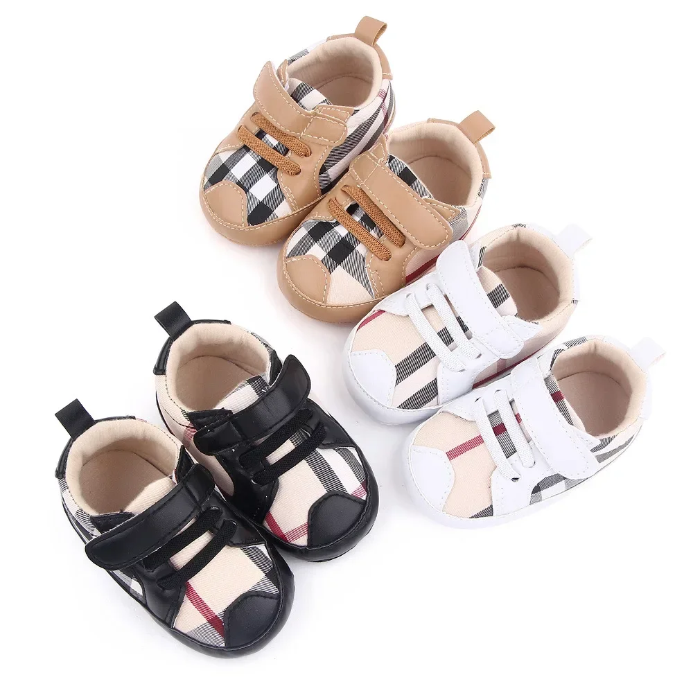 Baby Shoes Soft Soles Autumn Fashion Plaid Comfortable Cotton Anti-Slippery First Walking