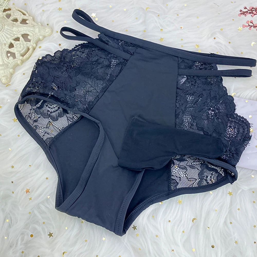 

Кружевные пикантные трусы Japanese Pure Desire Wind, мужской комплект нижнего белья Jj с низким ремнем, сетчатые прозрачные полностью кружевные плотные трусы с сумкой в виде яиц