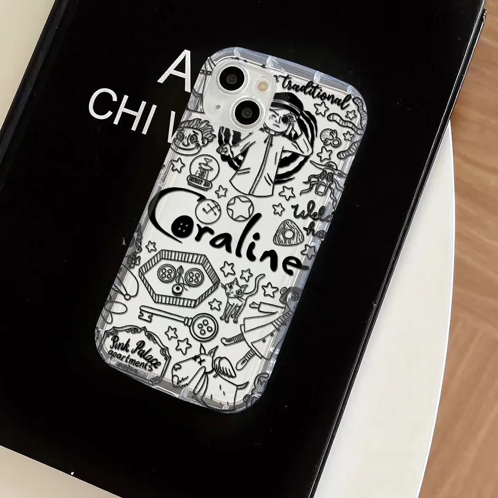 Funda Airbag a prueba de golpes, funda transparente de Anime para C-Coraline IPhone 16 15 14 13 12 11 Pro Max 14 15 7 8 Plus X XR XS Max SE2020