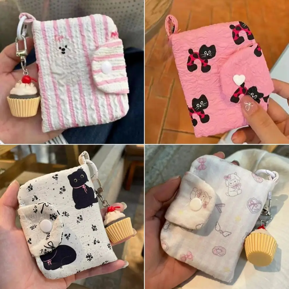Casual Canvas Cute Animal Coin Purse Cat/Bear/Lamb Multi Layer Wallet Pouch Cartoon Mini Card Holder Earphone