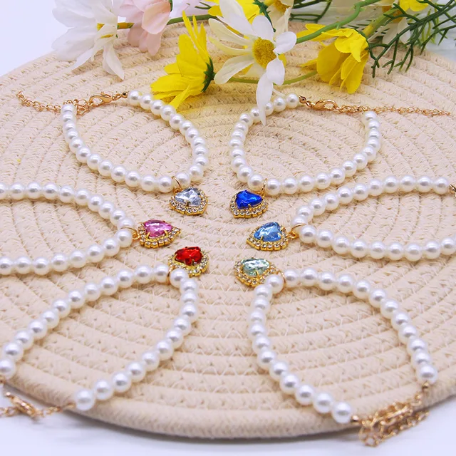 New Cat Collar Decoration Pet Cute Exquisite Neck Kitten Adjustable Summer Cat Necklace High Simulation Pearls Pet Supplies 2