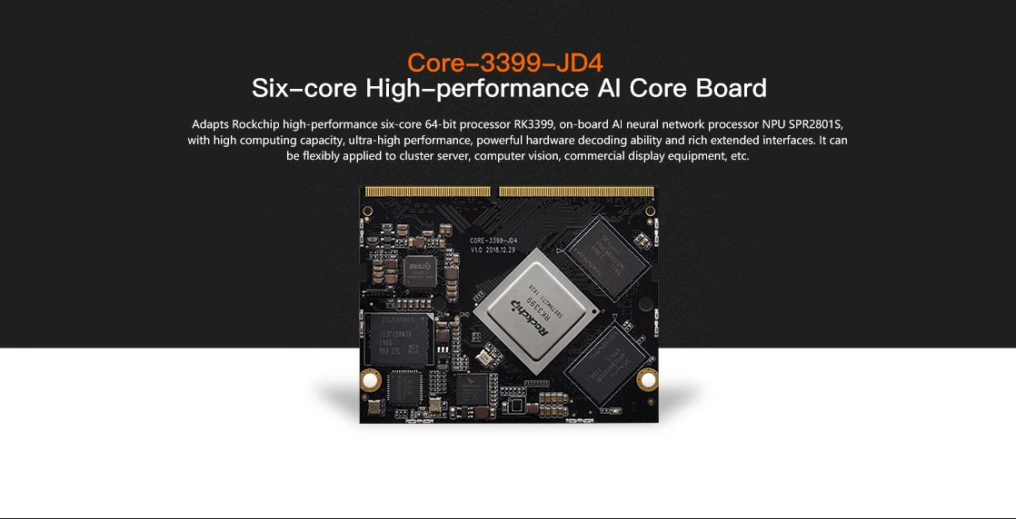 Firefly Core-3399-JD4 RK3399 Six-core AI Core Board NPU Artificial 