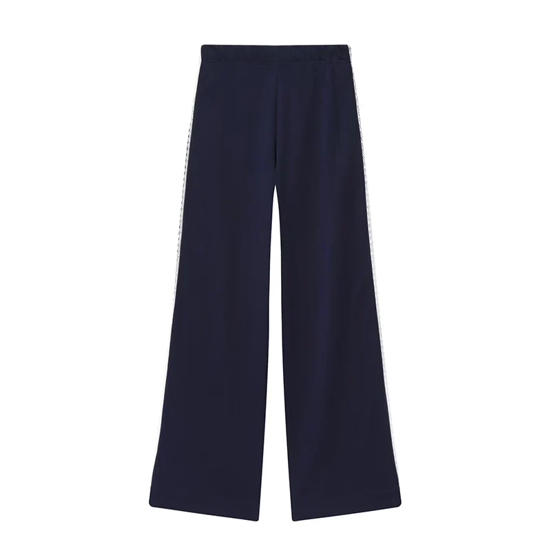 Solid Color Lace Jacket Long Pants 2 Pieces Sets Women Loose Zipper Jackets Loose High Waist Trousers Casual Woman Outfits