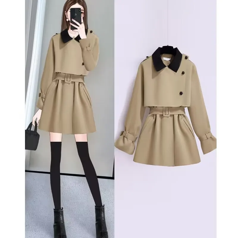 

2023 New Black Trench Coat Women's Short Spring and Autumn Korean Version Age Reducing Fashion Casual Elegant Women's Jacket