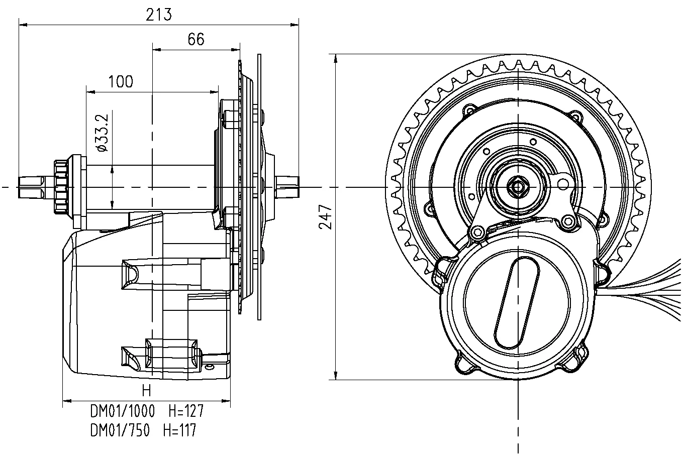 Description Picture 4 of itemToSeven DM01 1000W Electric Bike Mid Drive Motor with Torque Sensing