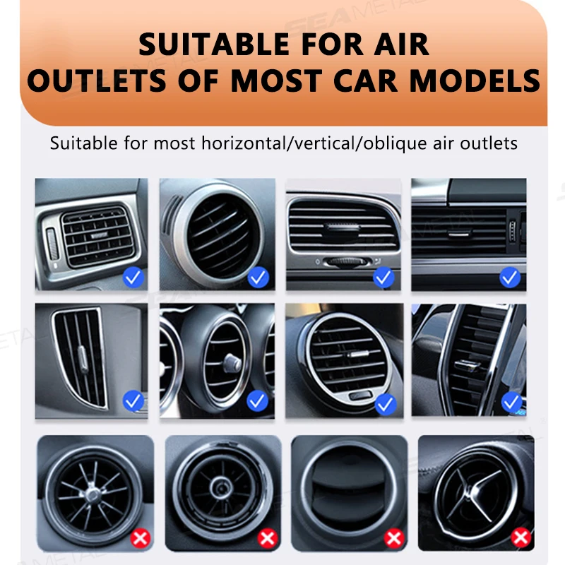 Foldable Car Air Vent Cup Holder Stable Orange ABS EVA Auto Bottle Stand