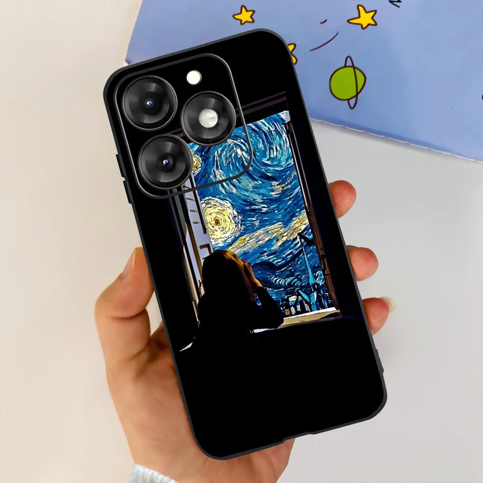 Stylish Black Silicone TPU Phone Case with Fashionable Patterns
