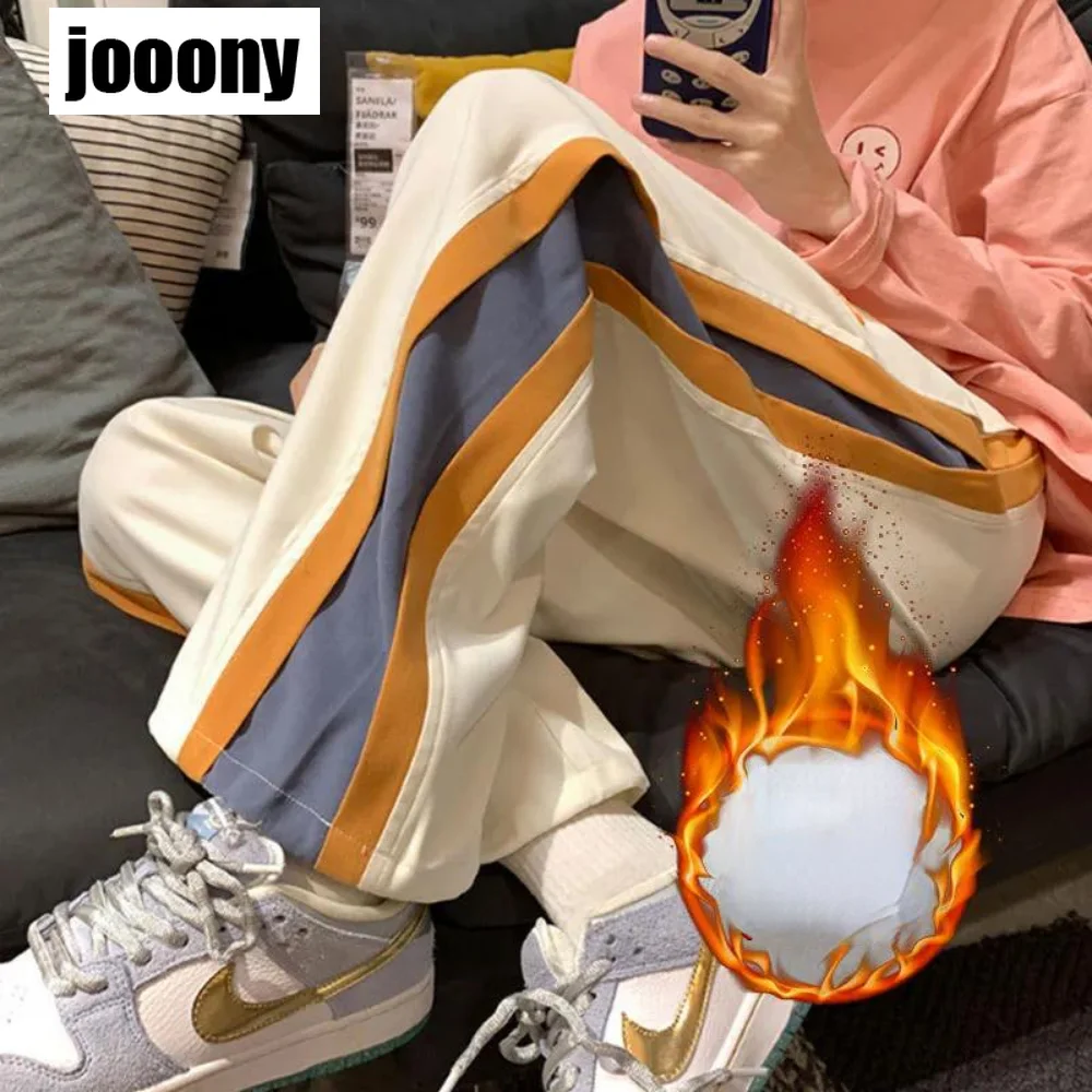 

Мужские повседневные утепленные брюки, свободные утепленные брюки с широкими штанинами, повседневные спортивные уличные штаны в Корейском стиле, Осень-зима 2022