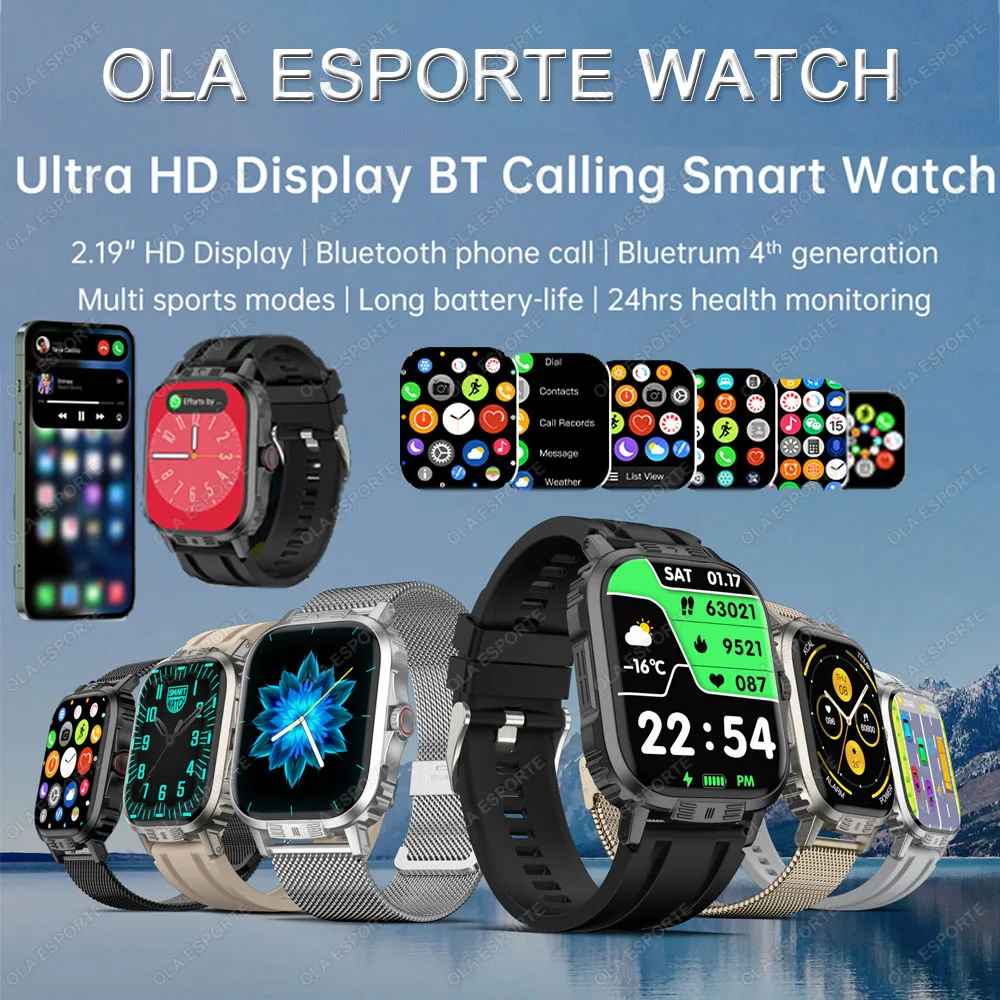 스마트 워치 남성용 스마트 아일랜드 제스처 블루투스 통화, 심박수 피트니스 스마트워치, 레이디 팔찌, 안드로이드 IOS용, 2.19 인치 HD 스크린 