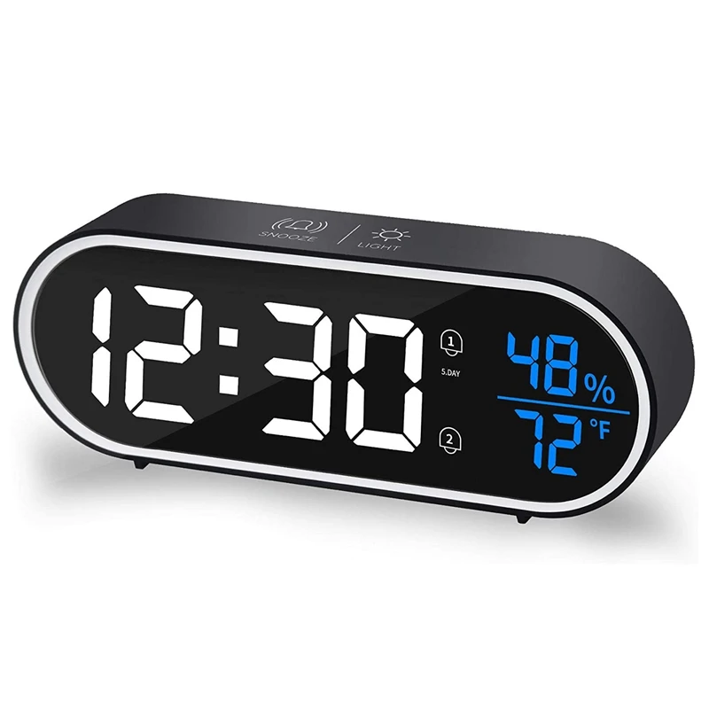 

Digital Alarm Clock,Alarm Clocks Bedside With Temperature&Humidity LED Display,For Travel Bedside Home