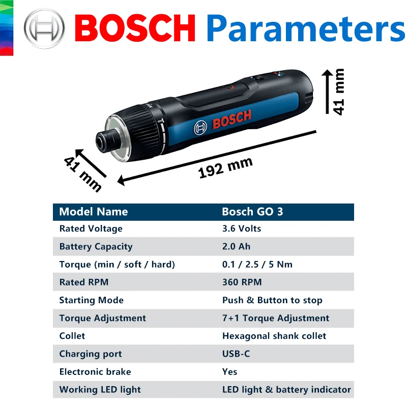 BOSCH GO 3 Cordless Screwdriver 3.6V Lithium-ion Battery Rechargeable Cordless Drill with Box Bosch go3 Professional Tool Set 2