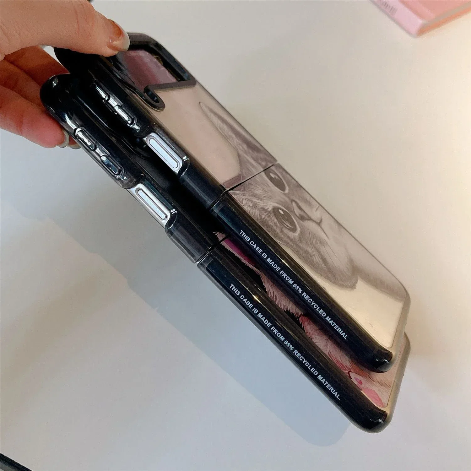 Black Border Acrylic Cat Phone Case for Samsung Galaxy Z Flip 5 4 3 Back Cover for ZFlip3 ZFlip4 ZFlip5 Hard Case Shell