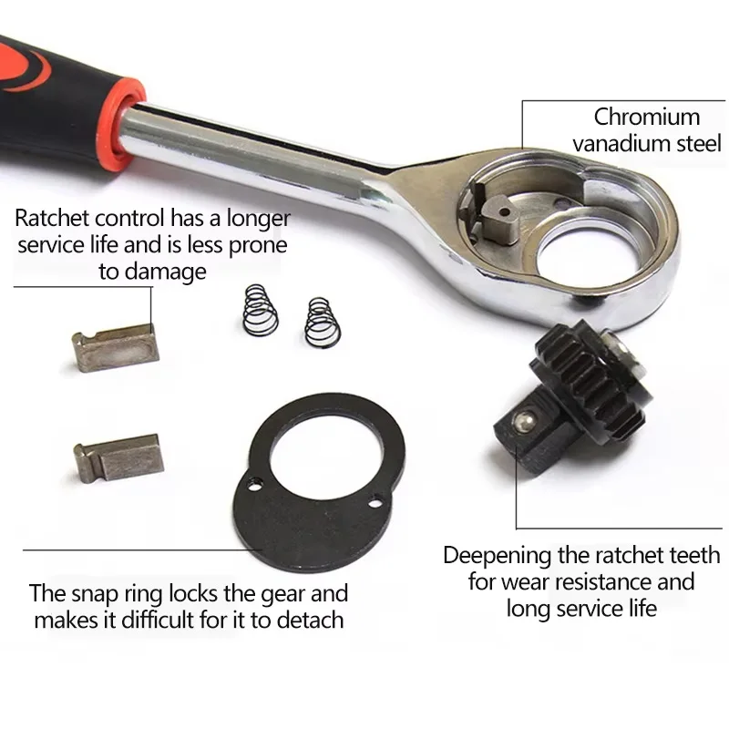 Motorcycle 46pcs 1/4 Inch Drive Socket Ratchet Wrench Set Complete Car Repair Kit for Auto and Bicycle Maintenance Tools