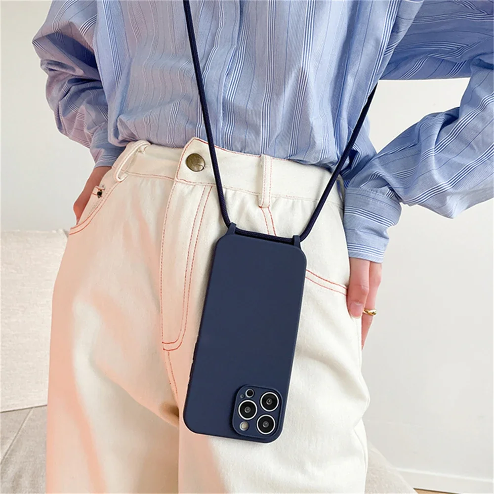 Versatile Crossbody Necklace Lanyard with Soft Silicone Case - Candy Color Cover