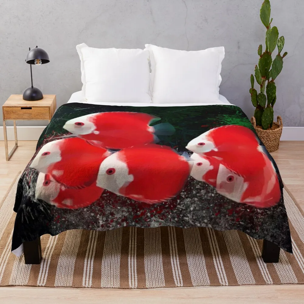 White Face Red Discus Schoolthrow Coperta Coperte Retrò Coperta Sfocata