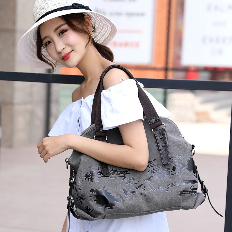 

Canvas Bag Womens Portable Fashion Handbags New Korean Style Shoulder Bag Hit Color Wild Casual Messenger Bag