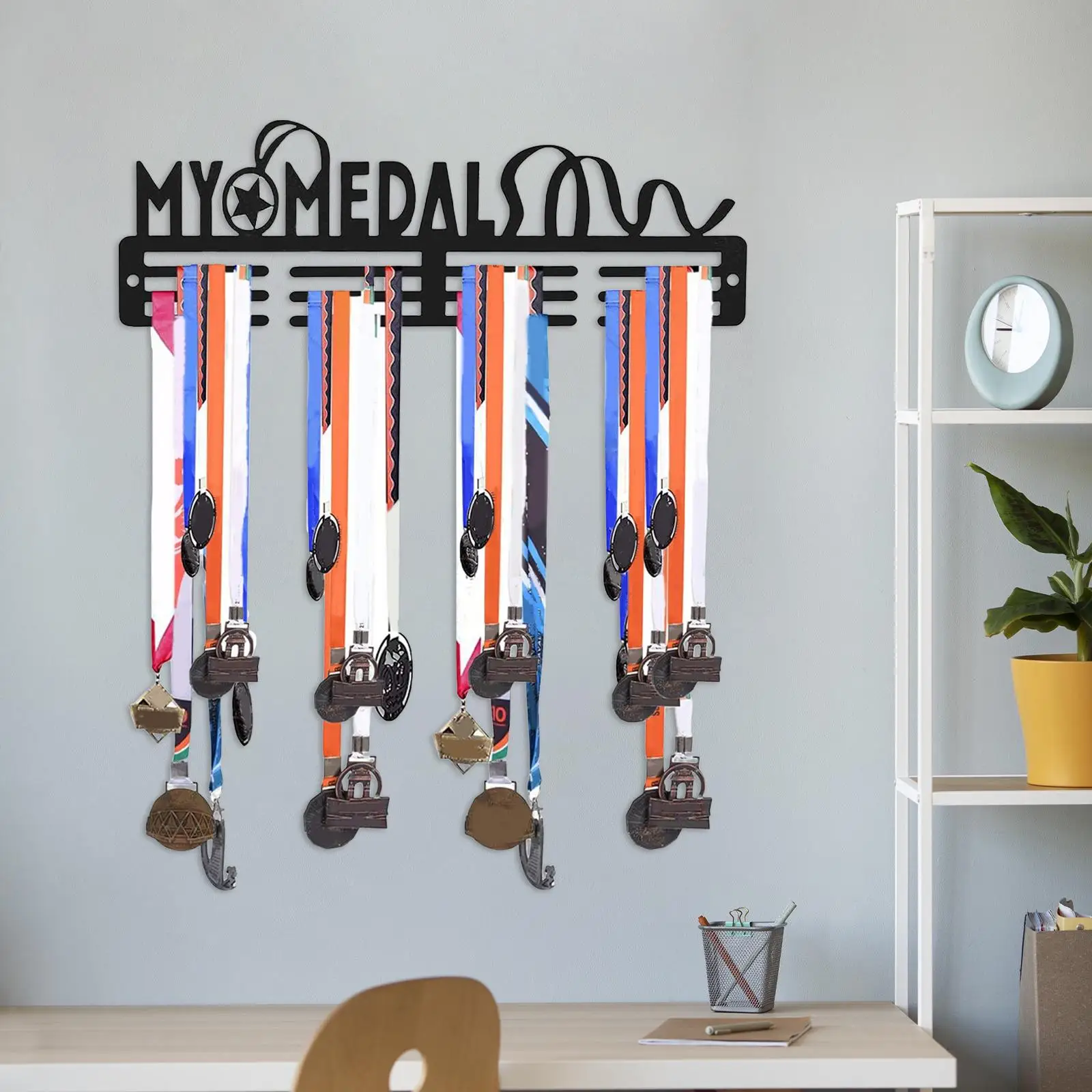 Soporte de exhibición de medallas montado en la pared, estante de Metal,  colgador de medallas deportivas, premios por correr - AliExpress