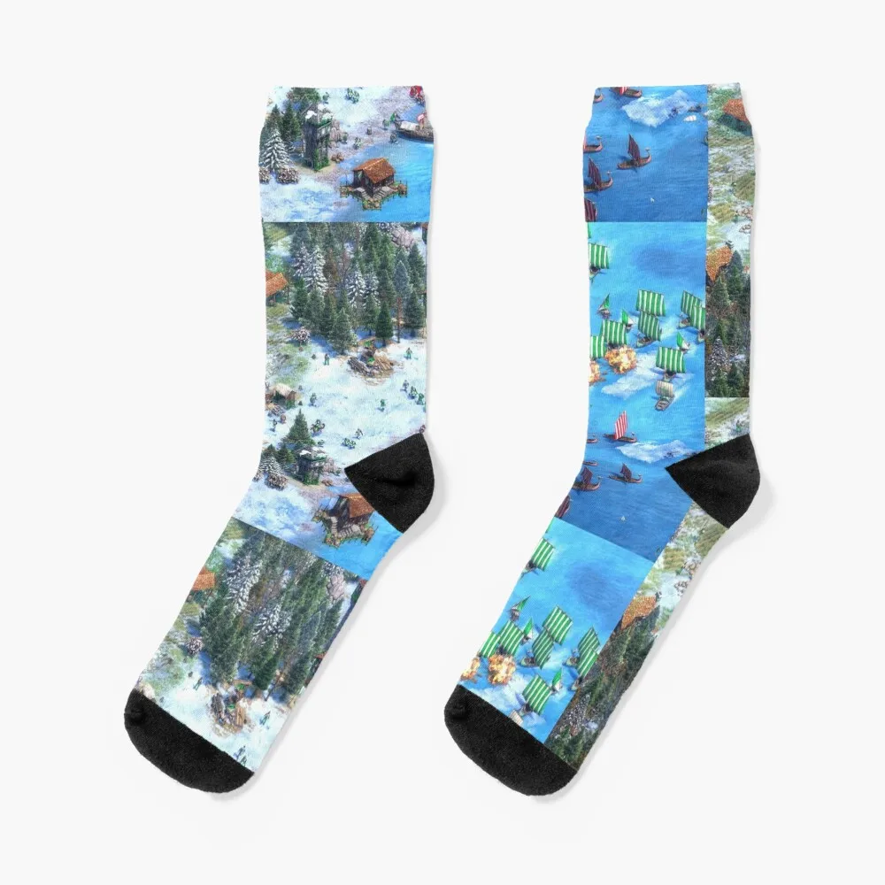 Age of Empires II Winter Screenshot Socks Antiskid soccer heated warm winter Socks Man Women's