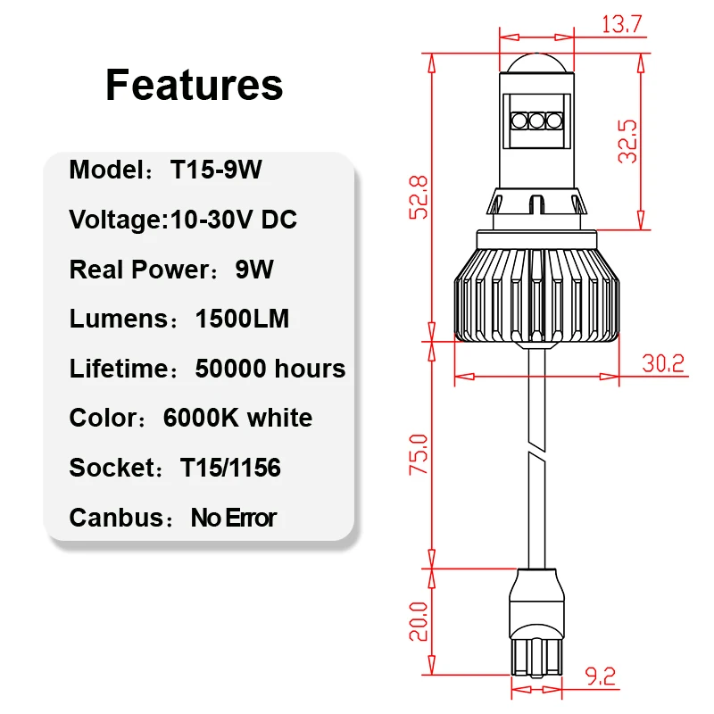 LED ݡ?? ݢ? ެ ެݡƨϬ ?ߡ? 12V 24V Canbus, BA15S P21W T15 W16W 9W 1500Lm 3030SMD, 2 ܡ?