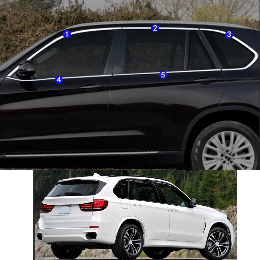 

For BMW X5 xDrive 28i 35i 50i 30d 2014 2015 2016 2017 Car Sticker Garnish Pillar Window Middle Strip Trim Frame Hoods