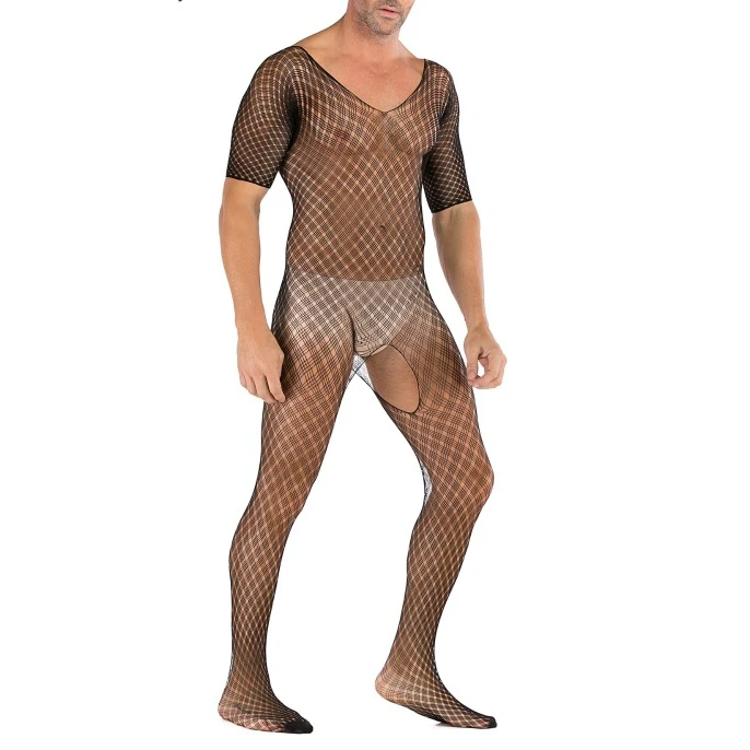 Retro Men Bodystockings Sexy Nightwear Erotic Gentlemen Open Crotch Sleepwear Plus Size Man's Body Suits Hombre Lenceria men bodysuit jumpsuit