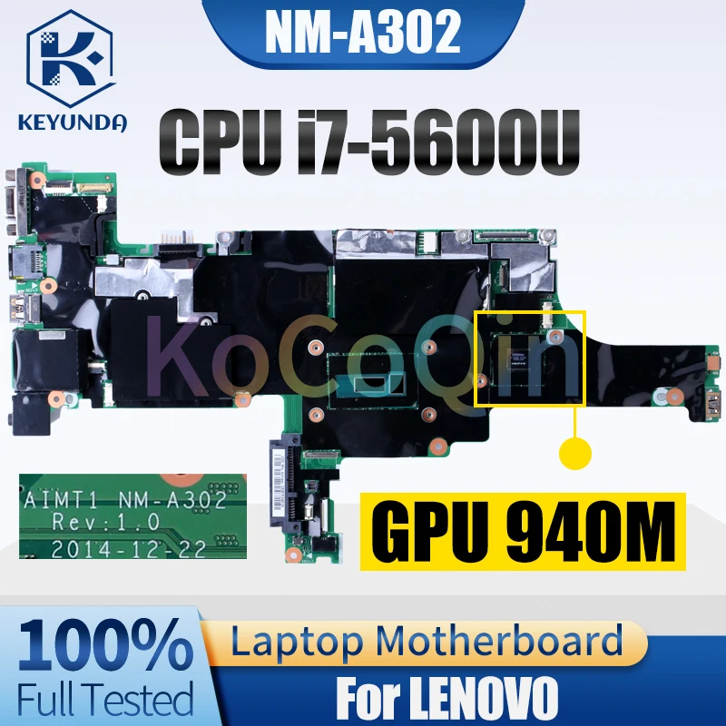 

For LENOVO T450S Notebook Mainboard NM-A302 SR23V i7-5600U 940M N16S-GT-S-A2 00HT770 00HT772 Laptop Motherboard Test