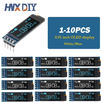 1-10pcs 0.91 Inch 128x32 IIC I2C White / Blue OLED LCD Display DIY Module SSD1306 Driver IC DC 3.3V 5V for arduino 1