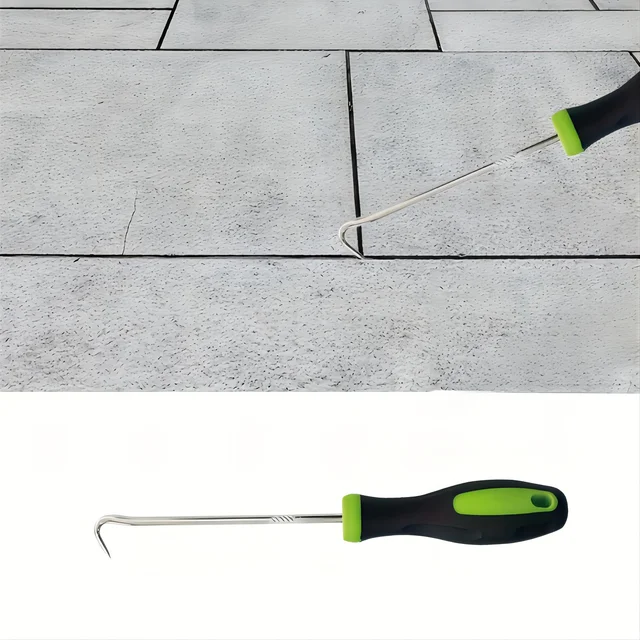 Sturdy Metal Weeding Hook Tool - Ergonomic Black & Green Handle for Effortless Garden Weeding, Pathway Maintenance 5