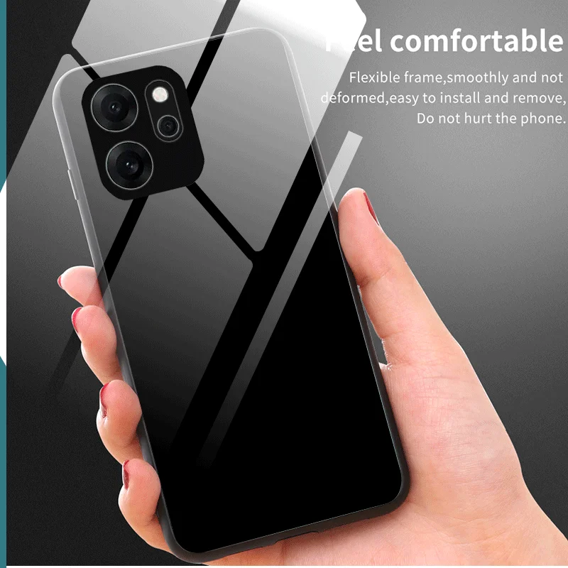 Gradient Color Hard Tempered Glass Protective Phone Case