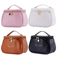 Sac de Maquillage en Cuir PU à Double Couche, Grande Capacité, Organisateur de Cosmétiques de Luxe, Accessoires de Voyage pour Femmes 4
