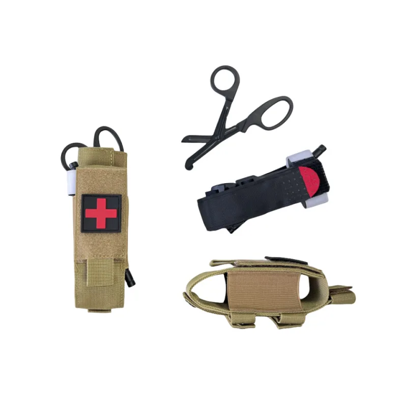 First Aid Pouch Tactical Cat First Aid Nylon Tourniquet Pouch Single Pistol Mag Bag Case Outdoor Hunting Knife Holster Medical Scissor Packs