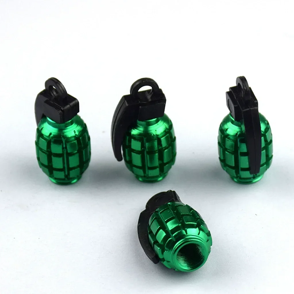 4pcs Aluminum Grenade Tire Valve Caps - Air Dust Covers
