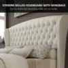 NEW King Size Platform Bed Frame, Chenille Upholstered Sleigh Bed with Scroll Wingback Headboard & Footboard/Button Tufted 6