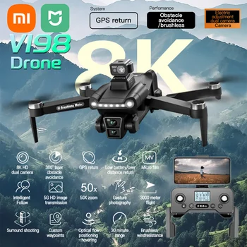 Drone Xiaomi Mjia V198GPS 5G GPS Professionale con Fotografia Aerea 8K HD, Doppia Fotocamera, Evitamento Ostacoli Laser, Quadricottero Brushless