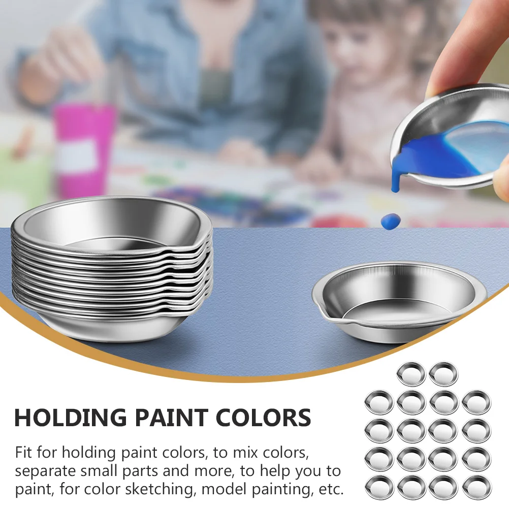 Paint Tray 6 Pcs Pour Mouth Palette Watercolor Mini Paint Tray Iron Trays Mixing Palettes Pallet Plate Painting Stainless Liquid