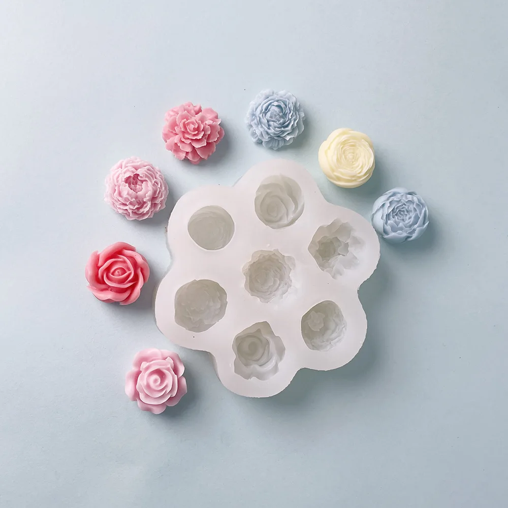 Aromatherapy Candle Mold Seven-hole Flower-shaped Succulent Three-dimensional Gypsum Handmade Silicone