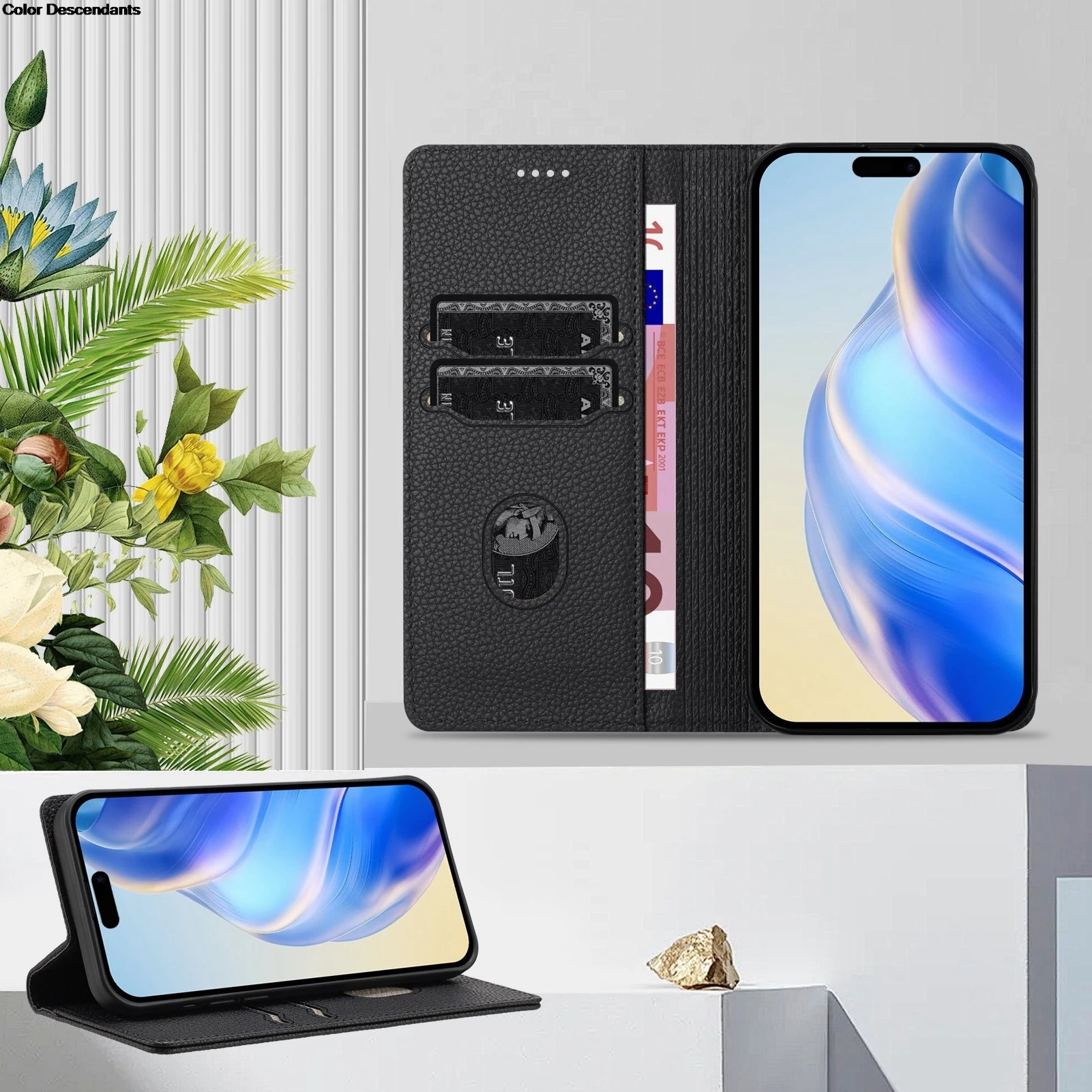 Luxury Leather Magnetic Case with Card Slots and Shockproof Book Cover