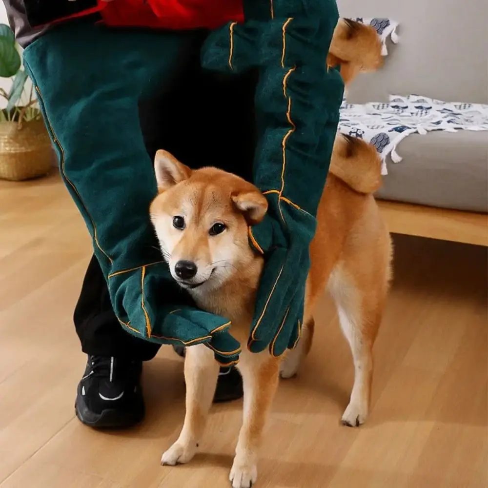 Multi-purpose Ultra Long Pet Anti-Bite Safety Gloves Protective Anti Scratch Beekeeping Gloves Leather Thick Pet Gloves Dog