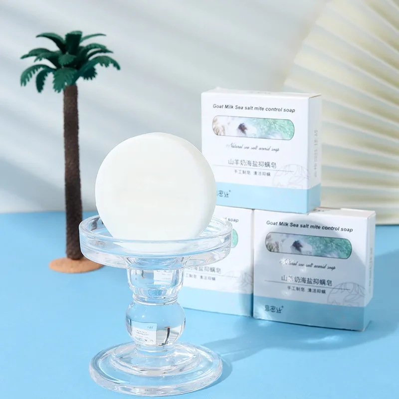 Goat's Milk Sea Salt Anti-mite Soap Hand-made Mite-removing Soap Cleansing Hand Bath 85g sea salt soap