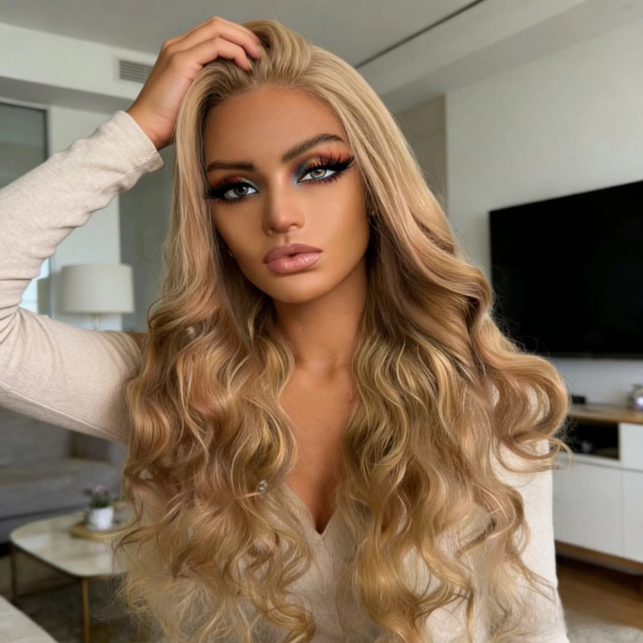200 Density Honey Blonde Lace Front Wig Human Hair Body Wave Human Hair Wig 13x4 HD Lace Front Wig Lace Front Wig 2