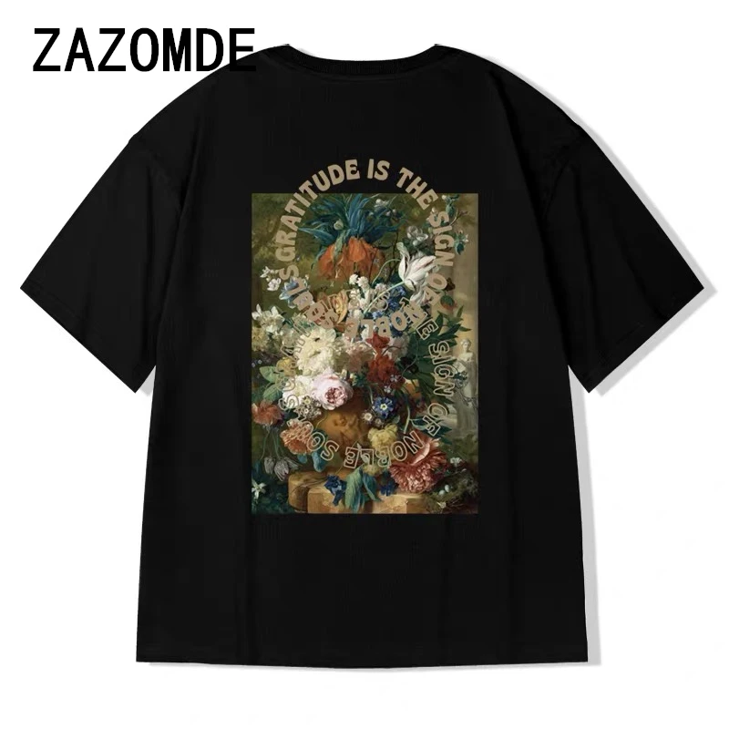

Новинка 2024, Мужская футболка ZAZOMDE с принтом масляной живописи, Мужская футболка с коротким рукавом, летняя уличная футболка в стиле хип-хоп, мужская одежда оверсайз, Топ