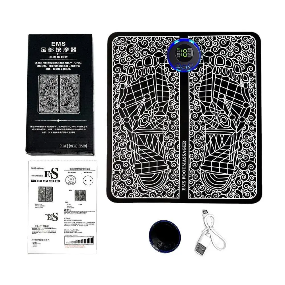 

EMS Electric Foot Stimulation Massager Pad 8 Modes Leg Rechargeable USB Feet Massage Remote Control Electric Stimulator Mus Q6E6